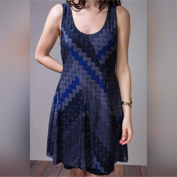 NWOT: Free People My One & Only Indigo Combo Boho Festival Tank Mini Dress• XS - Picture 2 of 7